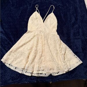 Fashion Nova Cream Lace Mini Dress